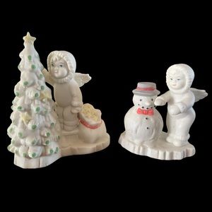 2 Vintage Snow Cherubs